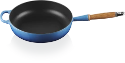 Le Creuset Sautépfanne Signature Aus Gusseisen Mit Holzgriff In Azure