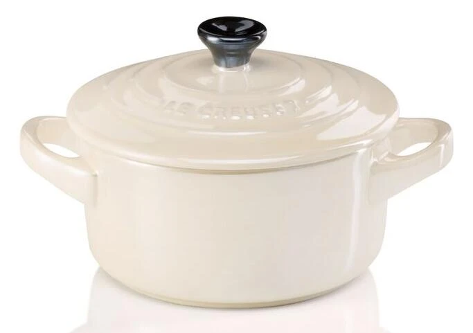 Le Creuset Mini Cocotte In Creme Metallic 1 Le Creuset Mini Cocotte In Creme Metallic