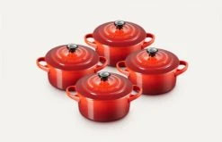 Le Creuset Mini-Cocotte Kirschrot, 4er-Set